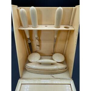 Vintage Celluloid Ivory Lady Manicure Vanity Set - missing pieces